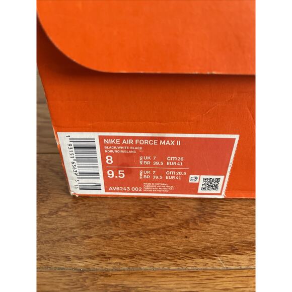 Nike Mens Air Force Max II AV6243-002 Black/White-Black Size 8 Clean Casual - Picture 11 of 12